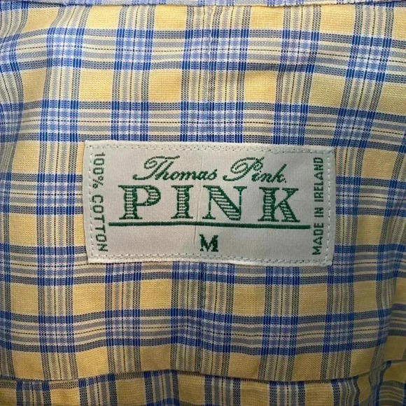 Thomas Pink Mens Blue and Yellow Plaid Shirt - Picture 7 of 7
